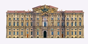 Digital illustration of Baroque facade of Guarinis Palazzo Carignano, 1679, Turin Digital illustration of Baroque facade of Guarinis Palazzo Carignano, 1679, Turin