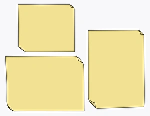 Digital illustration of three blank post-it notes Digital illustration of three blank post-it notes