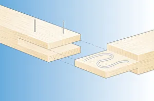 Digital Illustration of bridle joint in wood Digital Illustration of bridle joint in wood