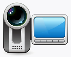 Digital illustration of camcorder with digital viewfinder Digital illustration of camcorder with digital viewfinder