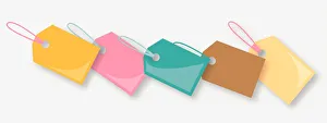 Digital illustration of colourful price tags Digital illustration of colourful price tags