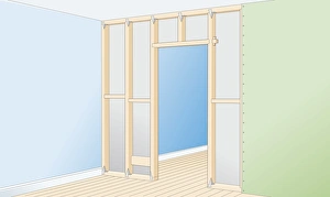 Digital illustration construction frame for partition wall Digital illustration construction frame for partition wall