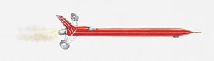 Digital illustration high-speed red jet car Digital illustration high-speed red jet car