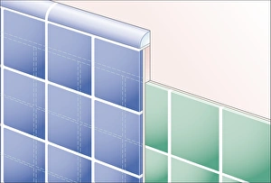 Digital Illustration showing new tiles on top of existing tiles, and quadrant edging tile Digital Illustration showing new tiles on top of existing tiles, and quadrant edging tile