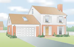 Digital illustration showing suburban house with secure doors and windows Digital illustration showing suburban house with secure doors and windows