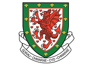 Digital illustration of Wales national football association crest Digital illustration of Wales national football association crest