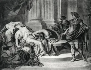Augustus Caesar and Cleopatra 1894 Engraving Print