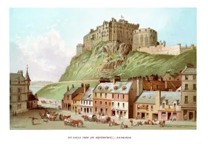 Vintage Print of Edinburgh Castle from the Grassmarket, Scotland, Circa 1880s