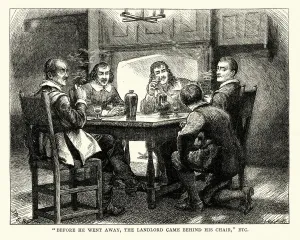 Antique Engravings For Sale Prints: English Civil War, Charles II in the pub at Charmouth