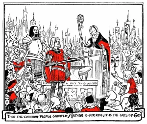 King Arthur Prints: King Arthur pulls the sword from the stone Print, 1896