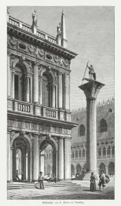 Palace Prints: Marciana National Library Print, Venice, Italy (1884)