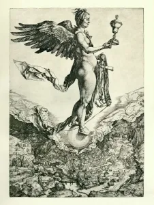 Albrecht Durer Prints: Nemesis Vintage Engraving by Albrecht Durer, c.1502 Print