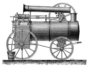 1870 Traction Engine Print - Engraving