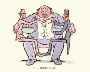 Victorian Satire Print: Capitalism and the Middleman