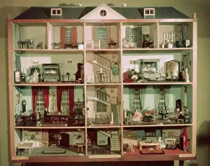 Early Victorian Dolls House Print, circa 1950