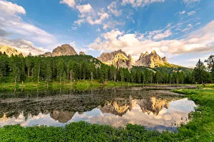 Dolomites Alps reflections in Antorno Lake, Tre Cime di Lavaredo Dolomites Alps reflections in Antorno Lake, Tre Cime di Lavaredo