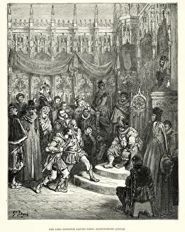 Don Quixote, Lord Governor Sancho Panza administering justice Don Quixote, Lord Governor Sancho Panza administering justice