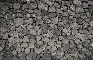 Dry wall constructed from individually stacked lava rocks, typical feature of Lanzarote, Lanzarote, Canary Islands Dry wall constructed from individually stacked lava rocks, typical feature of Lanzarote, Lanzarote, Canary Islands