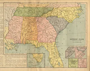 Eastern Southern States of the United States of America Antique Victorian Engraved Eastern Southern States of the United States of America Antique Victorian Engraved