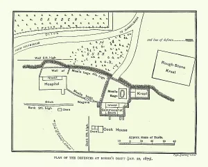 Vintage Engraving Print of Rorke's Drift Defence Plan