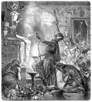 Egyptian Pharao in temple at religious ceremony in Ancient Egypt Egyptian Pharao in temple at religious ceremony in Ancient Egypt