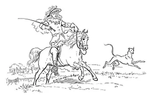Eighteenth century man out riding with his dog Eighteenth century man out riding with his dog