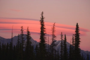 Elongated pink clouds over the Rocky Mountains Elongated pink clouds over the Rocky Mountains
