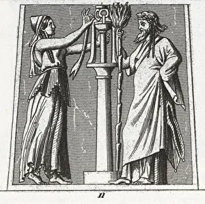 Engraved illustration of Greek and Roman sculpture and coins Engraved illustration of Greek and Roman sculpture and coins