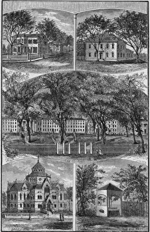 Engraving Of Brown University Campus Buildings Engraving Of Brown University Campus Buildings