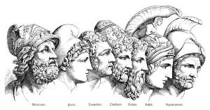 Engraving portrait of greek heroes of Troja 1880 Engraving portrait of greek heroes of Troja 1880