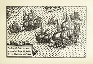 Engraving of Van Noort Landing in Manila Bay, Philippines, 1600 Engraving of Van Noort Landing in Manila Bay, Philippines, 1600