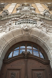 Entrance portal of the historic building of the Bavarian District Court, Schweinfurt Entrance portal of the historic building of the Bavarian District Court, Schweinfurt