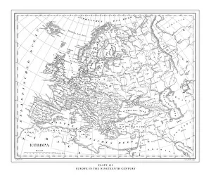 Europe int the Nineteenth Century Great Engraving Antique Illustration, Published 1851 Europe int the Nineteenth Century Great Engraving Antique Illustration, Published 1851