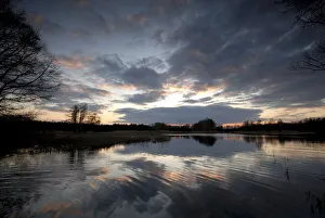 Evening mood at a carp pond in the heath and pond region of Upper Lusatia, Saxony Evening mood at a carp pond in the heath and pond region of Upper Lusatia, Saxony