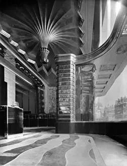 Prints of 1955: The lobby of the Daily Express building in Fleet Street, with metallic panels by Eric Aumonier, completed in 1932. (Photo by Hulton Archive/Getty Images) Images Dated 2006 February: 1932 Daily Express Lobby Print