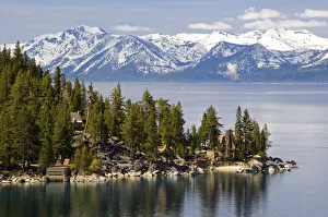 The famous property of the Thunderbird Lodge is framed by Lake Tahoe The famous property of the Thunderbird Lodge is framed by Lake Tahoe