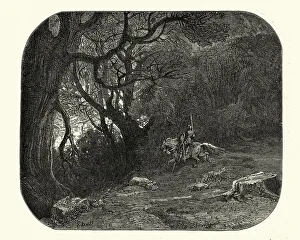 Fantasy, Brave warrior knight entering the enchanted forest. Orlando Furioso Fantasy, Brave warrior knight entering the enchanted forest. Orlando Furioso