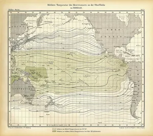 February Mean Temperature of Seawater at the Surface Chart, Pacific Ocean February Mean Temperature of Seawater at the Surface Chart, Pacific Ocean