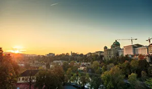 Federal Palace of Switzerland by the Aare river at sunset Federal Palace of Switzerland by the Aare river at sunset