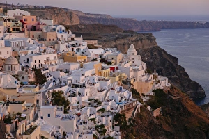 Fira - capital of Santorini - at dusk, Greece Fira - capital of Santorini - at dusk, Greece