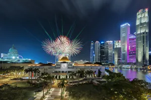 Fireworks over Singapore Parliament House Fireworks over Singapore Parliament House