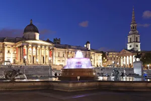 Fountain in front of the National Gallery and Church of St Martin-in-the-Fields Fountain in front of the National Gallery and Church of St Martin-in-the-Fields