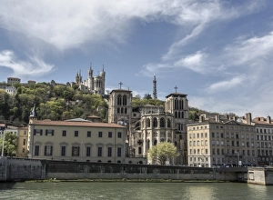 Fourviere Basilica from Saone river - Lyon Fourviere Basilica from Saone river - Lyon