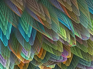 Fractal: A Bright, Colorful Fractal Resembling Feathers Fractal: A Bright, Colorful Fractal Resembling Feathers