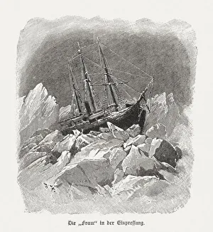 Fridtjof Nansen's Fram expedition (1893-1896), wood engraving, published in 1898 Fridtjof Nansen's Fram expedition (1893-1896), wood engraving, published in 1898