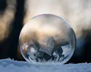 Cold Temperature Photography Prints: Frozen bubble