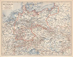 German Empire of 1871-1918, lithograph, published in 1875 German Empire of 1871-1918, lithograph, published in 1875