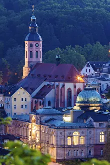 Germany, Baden-Wurttemberg, Baden-Baden, Illuminated Stiftskirche Germany, Baden-Wurttemberg, Baden-Baden, Illuminated Stiftskirche