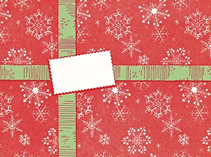 Gift wrapped in red with green ribbon Gift wrapped in red with green ribbon
