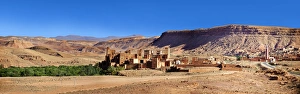 The Glaoui Kasbahs in the Ounilla valley surrounded by the hammada stone desert in The Glaoui Kasbahs in the Ounilla valley surrounded by the hammada stone desert in